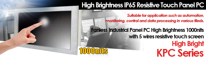 High Brightness IP65 Resistive Touch Panel PC KPC Series