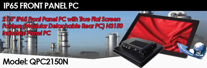 IP65 Front Fanless Panel PC 21.5" LCD integrated Intel Celeron Braswell Quad Core 6W 1.6GHz - Model: QPC2150N